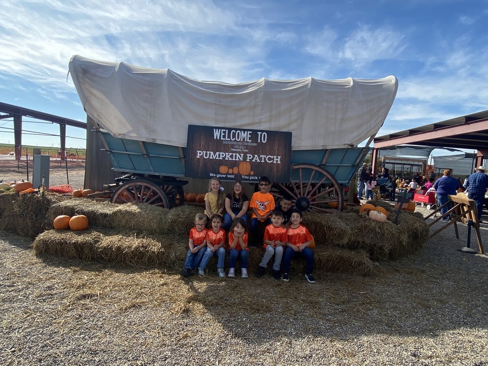 Pre K thru 2nd grade visit the pumpkin patch.